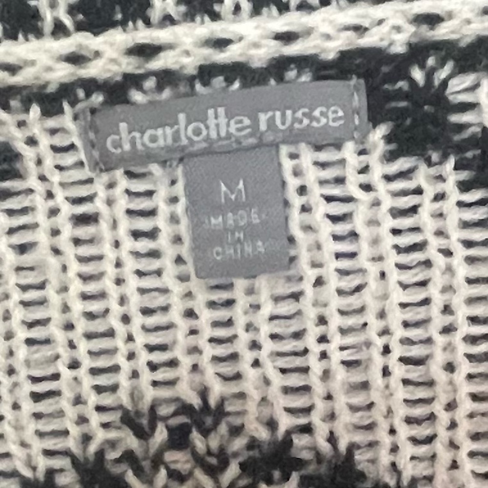 Charlotte Russe Black & White Knit Cardigan Sweater - Picture 4 of 5